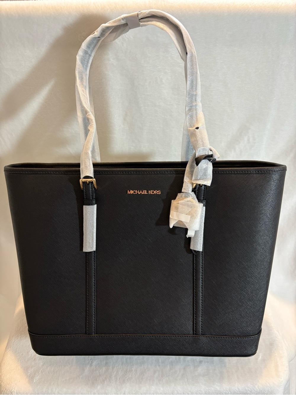 *NWT MICHAEL KORS Jet Set Travel Large Saffiano Leather Tote Bag - Black